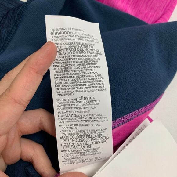 Under Armour Shirt Women L Large Navy Pink ColdGear Fitted Thumbhole Crew Raglan - Picture 11 of 14